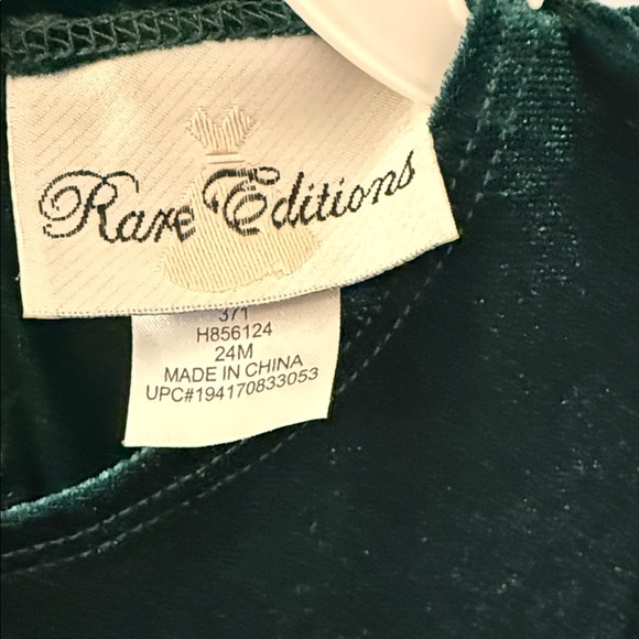 Rare Editions Dark Green Velvet Dress with Bow - Picture 3 of 5